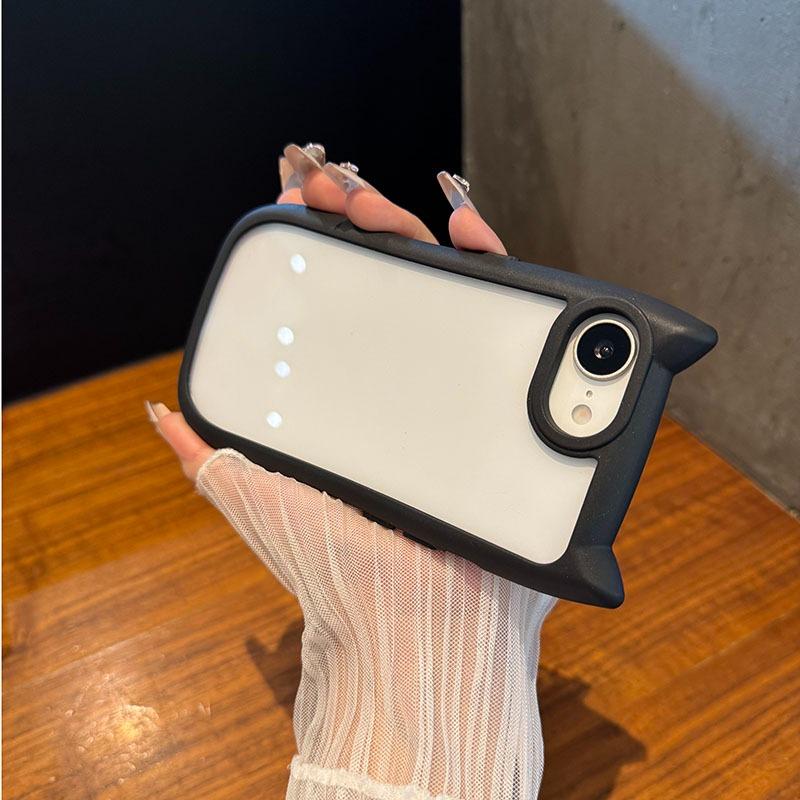 Роскошный милый прозрачный чехол для телефона с ушками кошки для iPhone 11 12 13 14 15 16 Pro Max Plus, прозрачный противоударный акриловый бампер, задняя крышка