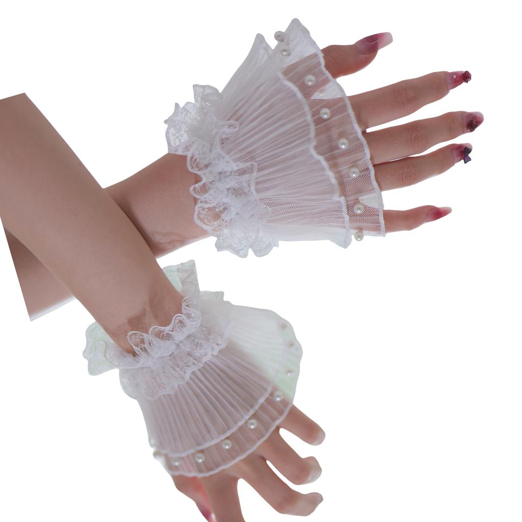 Elegant Pearl Lace Cuffs Sleeves Wrist Cuffs For Nail Art Photography And Fashion Decorative Sleeves Hand Accessories