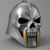 Skull Face Viking Helmet with Golden Sabretooth Tusks Medieval Fantasy Warrior Armor Gothic Cosplay LARP Battle Helmet
