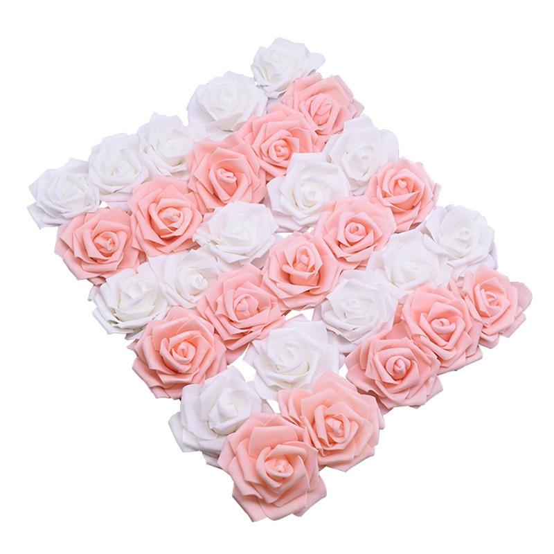 100 Pcs Artificial Rose Flower Heads Real Looking Foam Fake Roses for DIY Wedding Party Tables Home Decoration