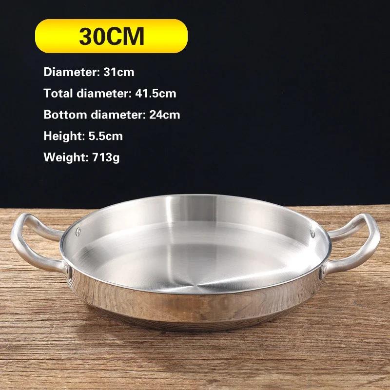 Сухая миска для риса из испанской рыбы и морепродуктов, нержавеющая сталь, золотистый корейский армейский горшок для тушеного мяса, утолщенная сковорода для жарки с двумя ушками