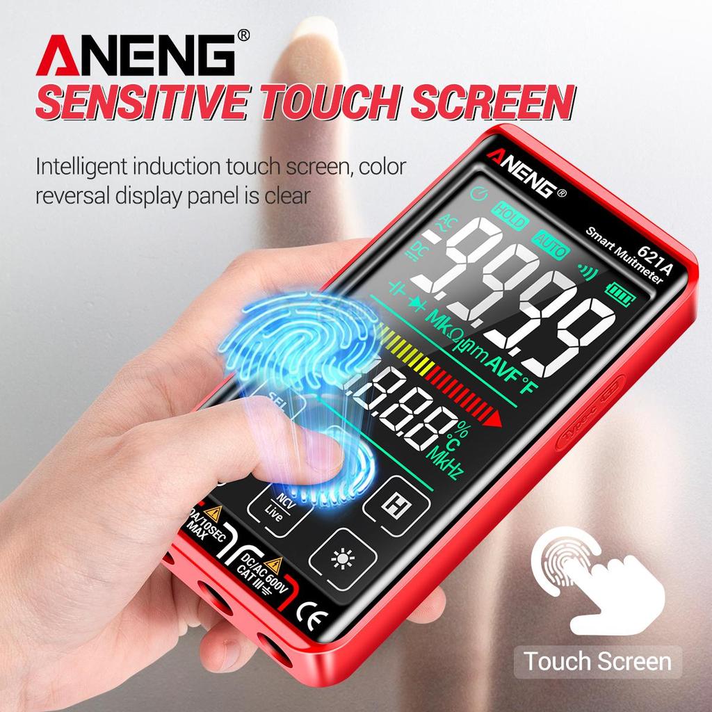 Aneng 621A умный цифровой мультиметр мультиметр с сенсорным экраном тестер транзисторов 9999 отсчетов True RMS автоматический диапазон постоянного/переменного тока 10 А метр