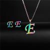RUI RUI YU 26 Letter Colorful Stainless Steel Jewelry Sets for Women Men Alphabet Initial Chain Pendant Necklace Earrings Kids Gift