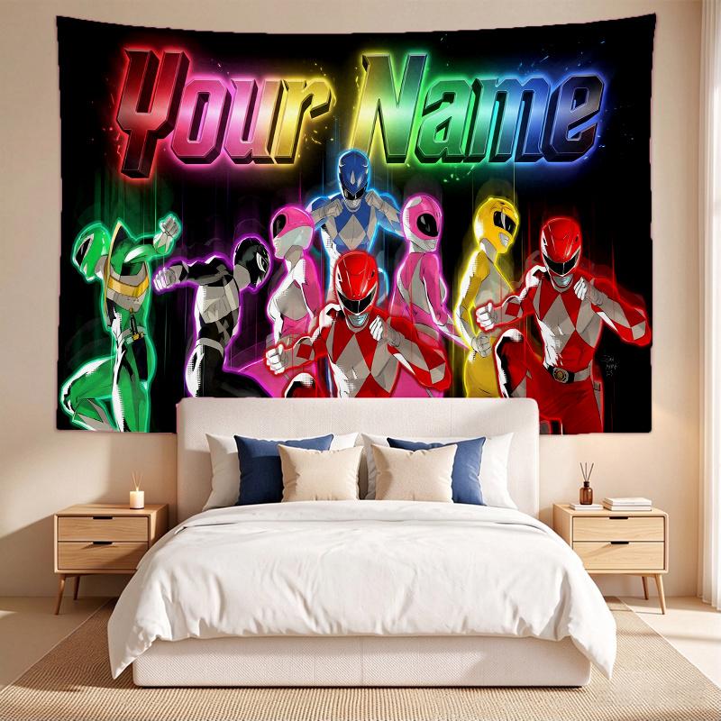 Mighty Morphin Power Rangers (5) Custom Name Tapestry Wall Hanging Tapestry Wall Art Decor for Bedroom Living Room