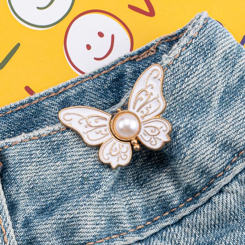 1 Pair Butterfly Waist Buckle For Women Skirt Jeans Adjustable Waist Clip Waist-Narrowing Buttons Metal Pins Clothing Accessories