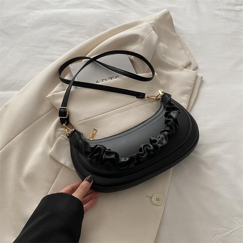 Простая однотонная ретро-сумка с новой текстурой, модная, повседневная, плиссированная, ручная, через плечо, на одно плечо, подмышечная сумка