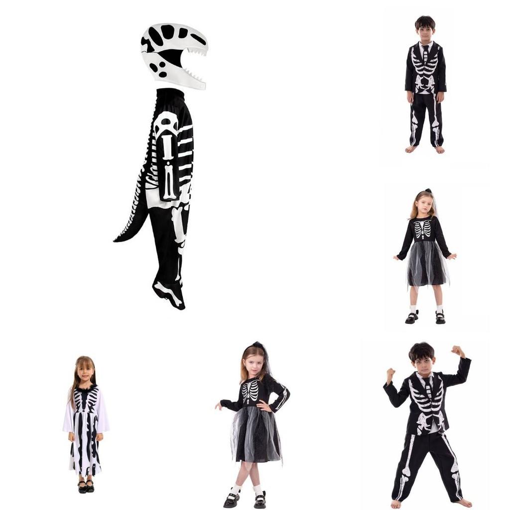 Костюм скелета для косплея ребенка на Хэллоуин и театрального представления