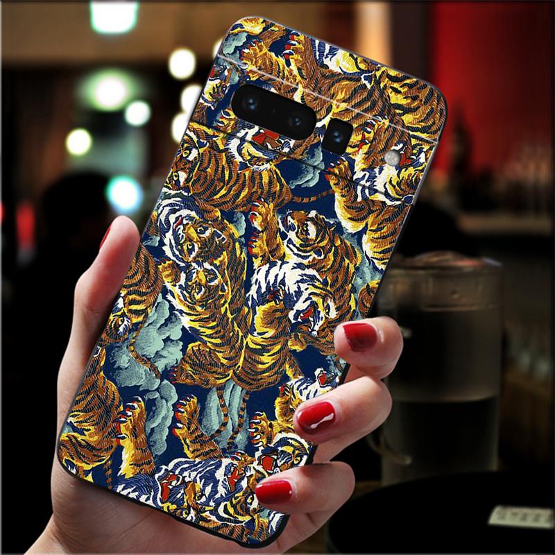 Phone Case For Google Pixel 10 9 Pro XL 9A 8 7 6 Pro Pixel 8A 7A 6A Pixel 8 7 6 5 Japanese ukiyo-e Art Panther leopard Tiger