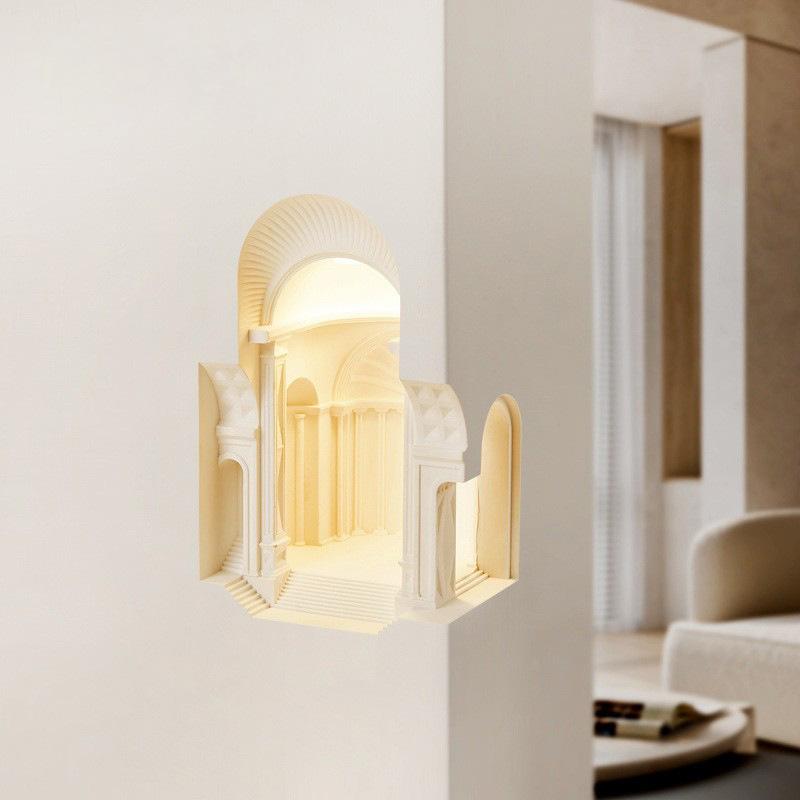 Угловой встроенный настенный светильник для кабинета, украшение рабочего стола, флорентийская архитектурная атмосфера, настенный светильник из гипса