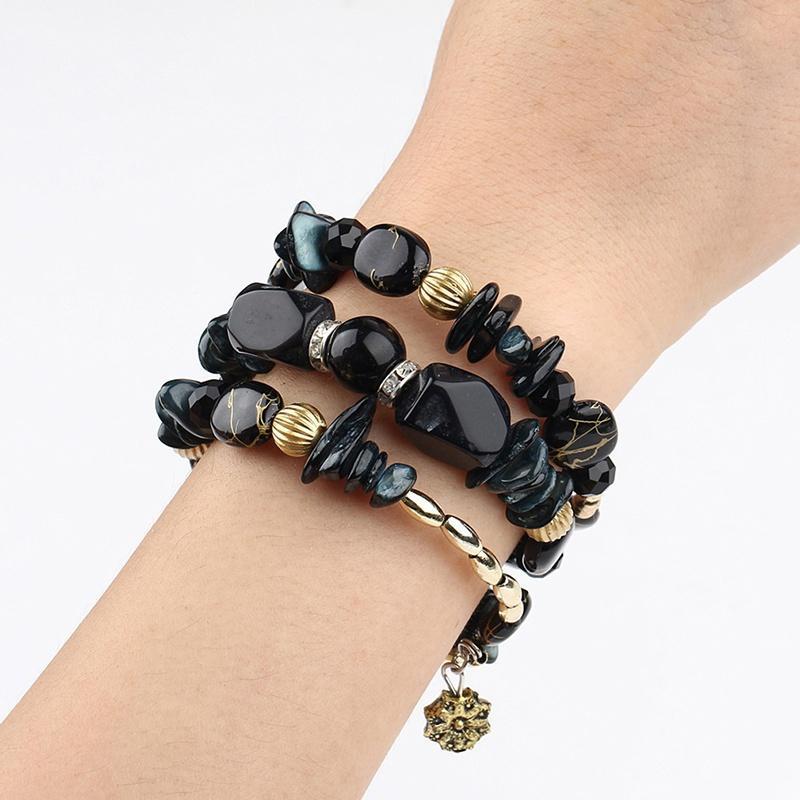 Vintage Colorful Natural Stone Beads Bracelet Bohemian Multilayer Fashion Bracelets for Women and Men Bangles Jewelry