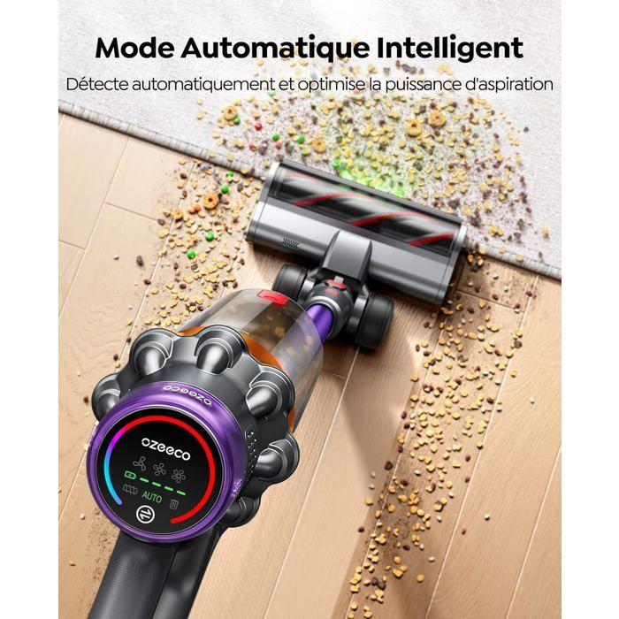 Aspirateur Balai sans Fil 550W, 40KPA Puissant Silencieux, 45min Autonomie, Écran Tactile, Filtration HEPA