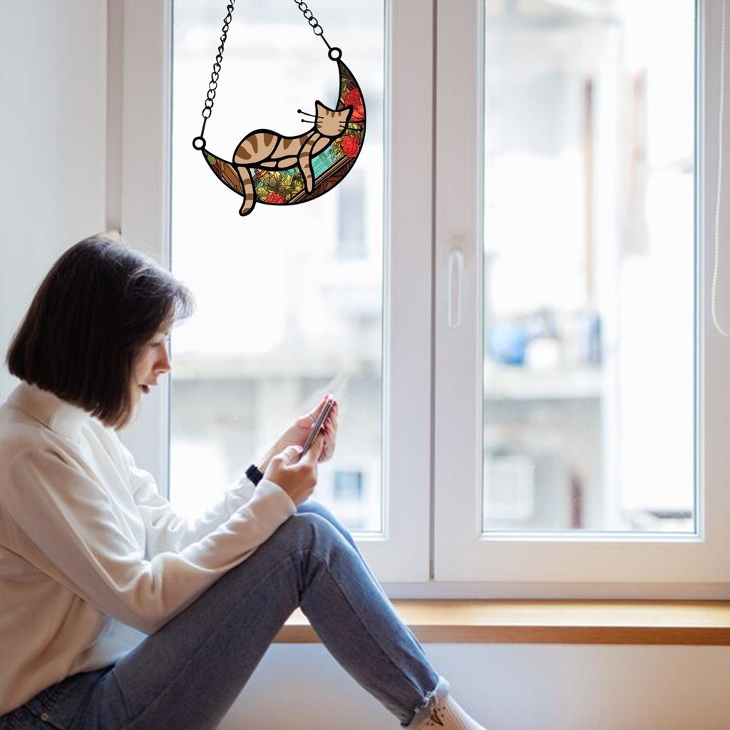 Moon Sleeping Cat , Handmade Sun , Cat Memorial Gift, Moon Sleeping Cat