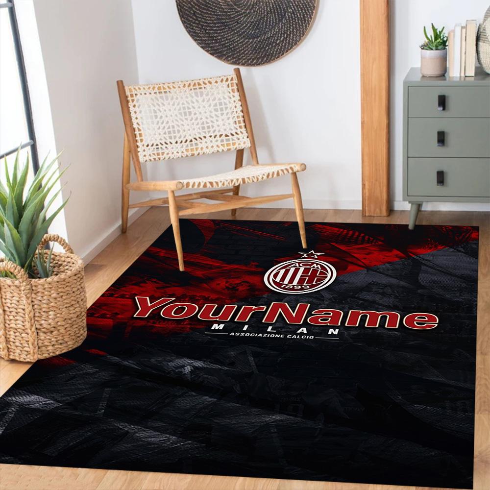 Ac Milan Customized Name Floor Rug Office Rug Perfect for Kitchen Balcony Decorate room Game Room Anti-slip Rug Office home decor Wedding Party Gift