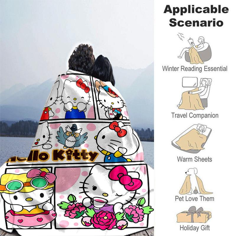 1pc Hello Kitty Collection Blanket, Soft Throw Blanket, Perfect for Couch or Travel Use, Living Room, Travel, Camping, Car Blankets, Beach, Office Nap