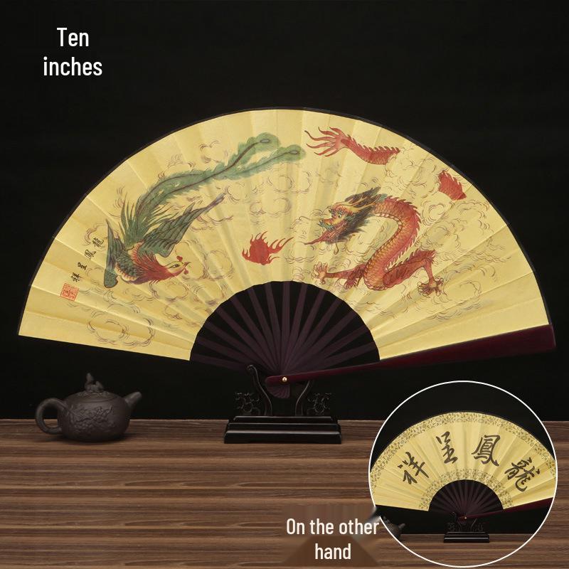 10-дюймовый складной веер ручной работы в китайском стиле: Мужской ханьфу с веером для дискотеки на заказ