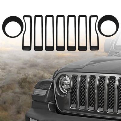Сетчатая решетка радиатора + Накладка на фару/поворотник для Jeep Wrangler JL 2018-2023