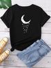 White Moon Print Women T Shirt Short Sleeve O Neck Loose Women Tshirt Ladies Fashion Tee Shirt Tops Clothes Camisetas Mujer