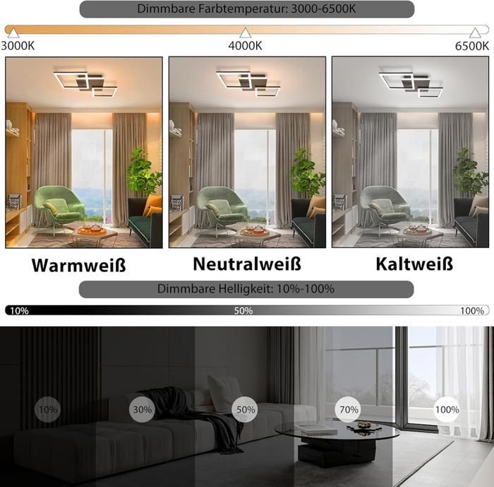 Plafonnier LED - NETTLIFE - Salon 32W - Noir - Métal - Télécommande