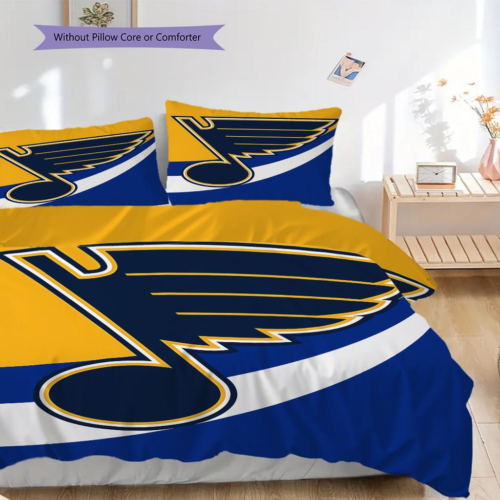 St. Louis Blues Pattern Bedding Quilt Set Quilt Cover Pillowcase Home Decoration Birthday Gift (1 * duvet cover + 2 * pillowcase, without core)