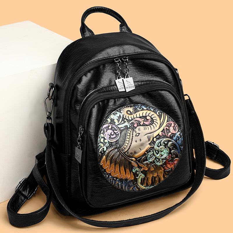 Jixiang 2024 Модный рюкзак из овчины с вышивкой в национальном стиле для студенток