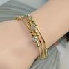 Korean Style New 3-Row Winding Arm Open-Ended Bracelet Indian Rhinestone Copper Bead  1228