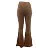 Women Pants Elastic High Waist Solid Color Flared Pants with Pockets Corduroy Leisure Work Travel Party Trousers