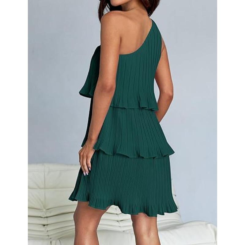 VEZFAA Женская мода лето весна однотонный принт без рукавов косой воротник высокая талия повседневные платья