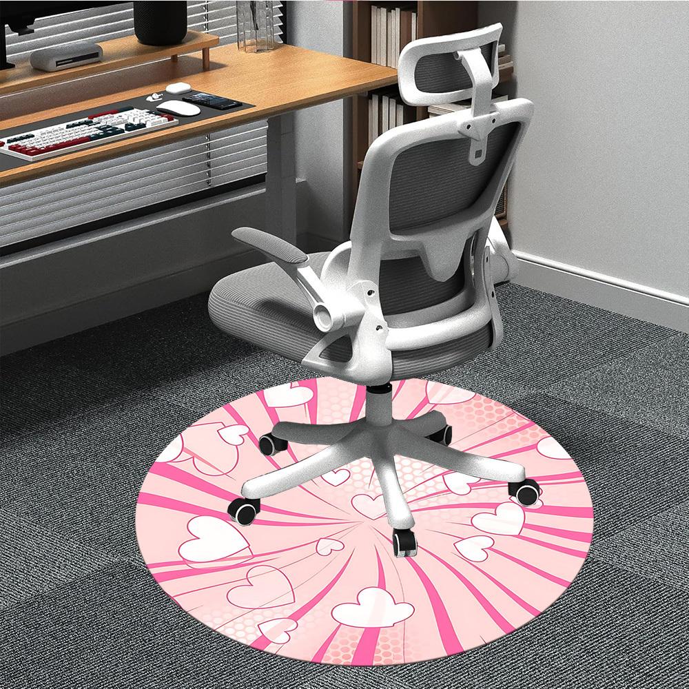 1pc Heartburst Pattern Office Round Rug, Carpet for Office, Gaming, Lightweight Round Floor Mat yy260208005