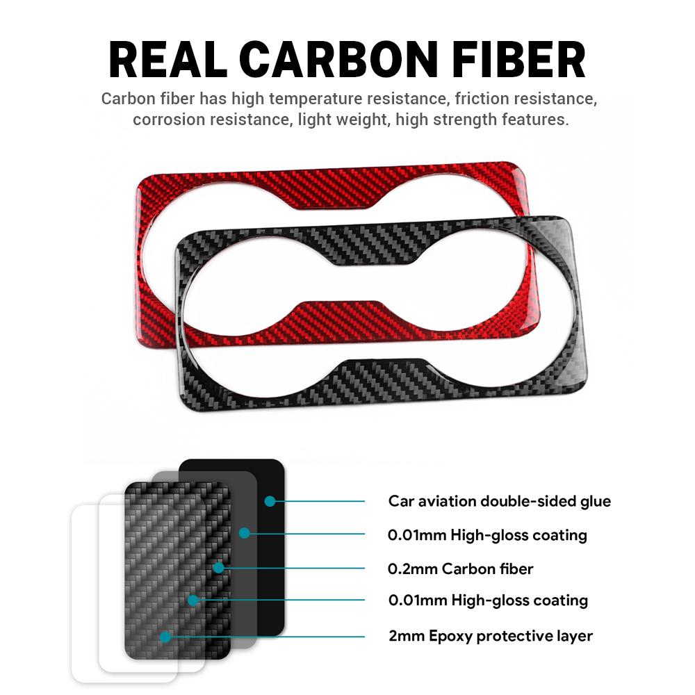 For SEAT Leon 2013 2014 2015 Real Soft Carbon Fiber Sticker Car Gear Cup Holder Frame Trim LHD RHD Interior Accessories