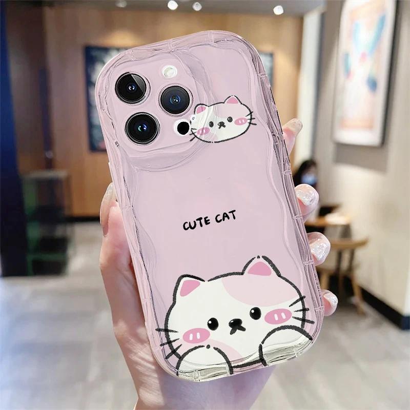 Милый 3D-чехол с ушками стеснительного кота для Xiaomi 15T 15 12T Redmi 15 15C Note 15 Pro 5G 4G POCO X7 X6 X5 X3 M3 M4 M6 F6 F7 Pro F8 Ultra