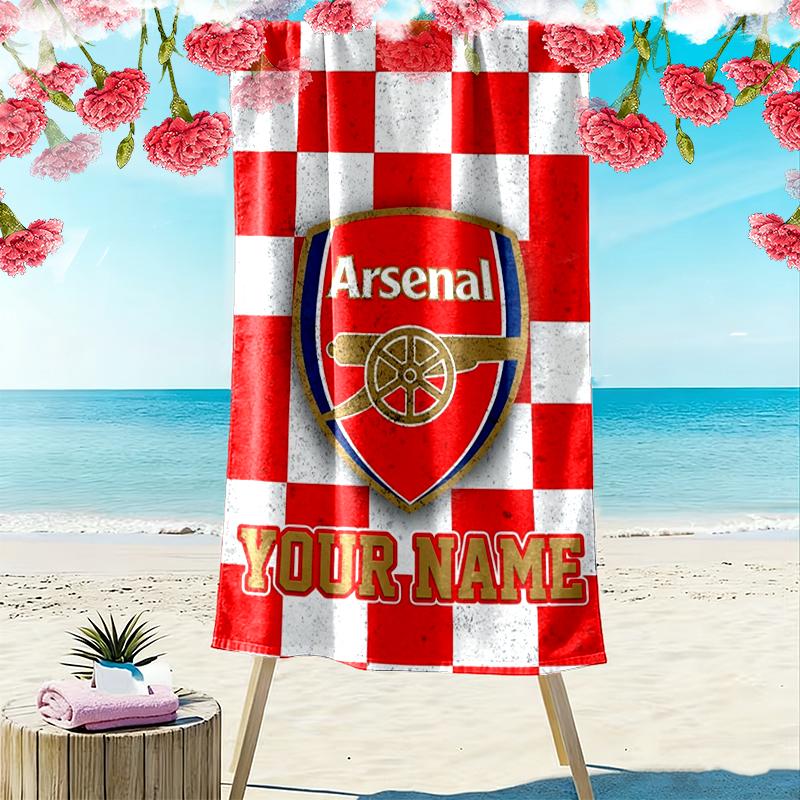Custom Name Arsenal Print Beach Towel, Large Soft Quick Dry Towel for Beach Camping Swimming