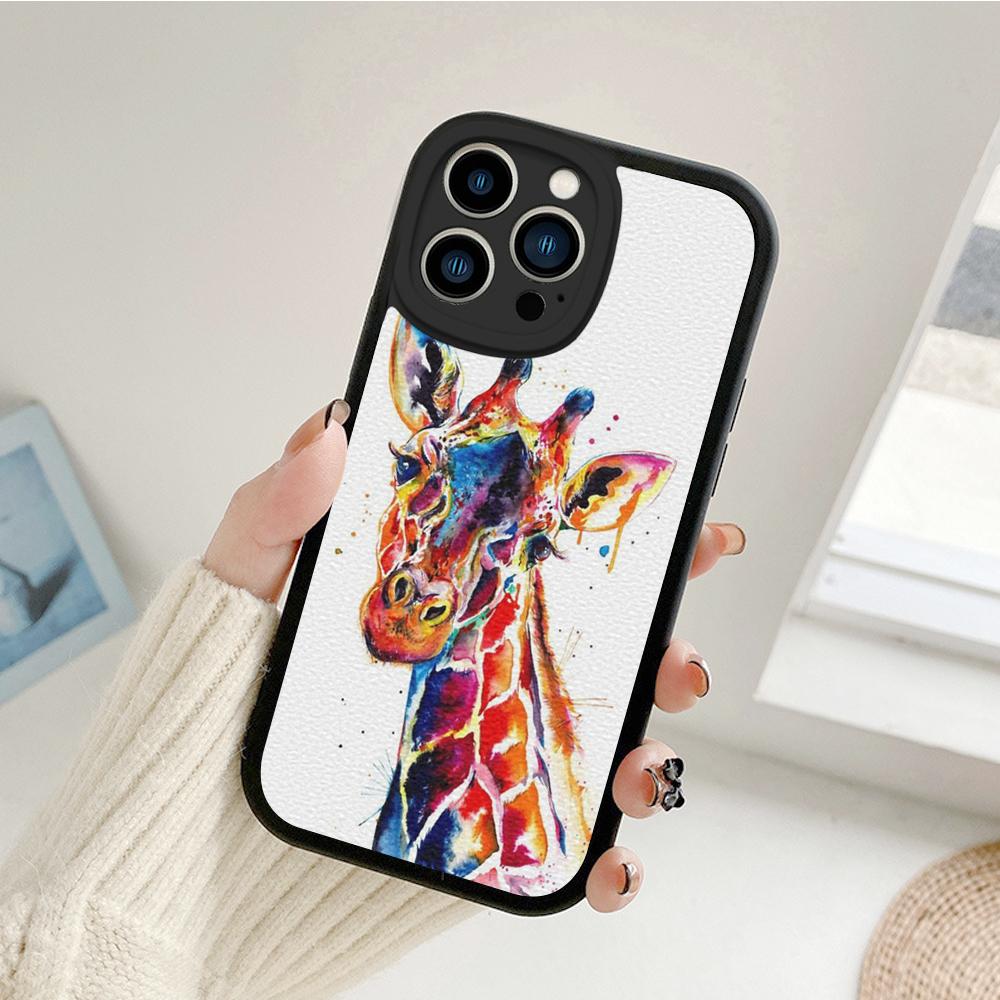 Чехол для телефона в стиле акварельной живописи жирафа для Iphone 14 13 11 12 Pro MAX 13 MiNi 7 8 plus X XS XR, защитные чехлы из овечьей кожи