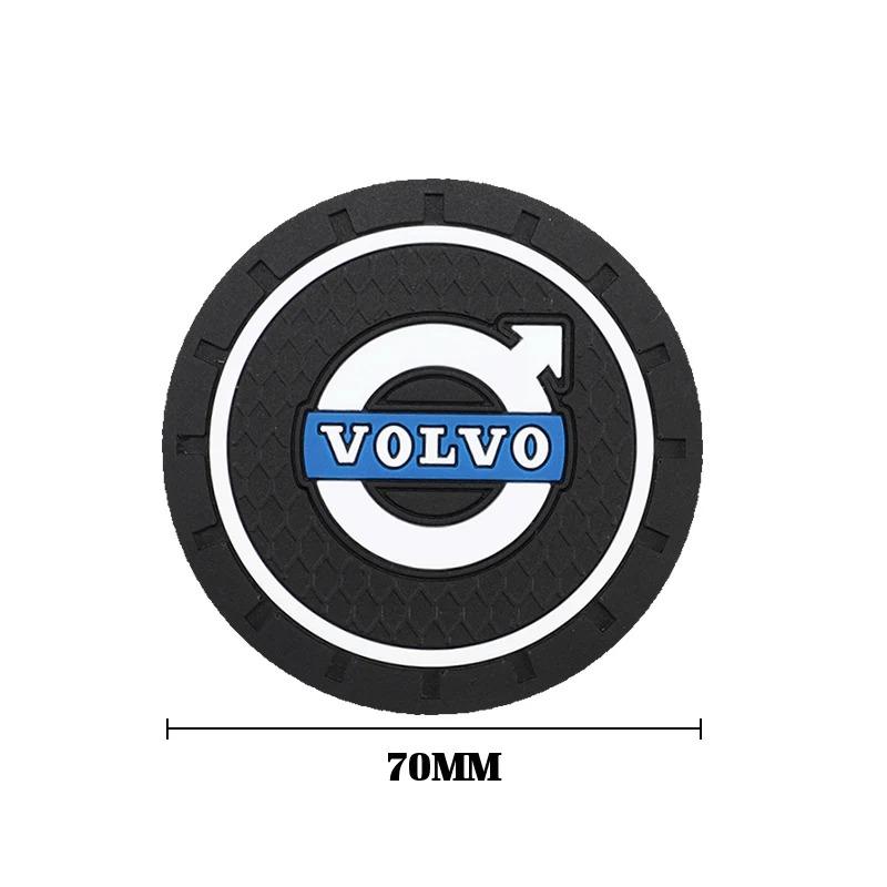 AABAJ1 2PCS Car Logo Water Cup Pad Drink Coaster Holder Anti-slip Mat For Volvo RDESIGN XC60 XC90 S60 S80 S60L V40 V60 AWD V90
