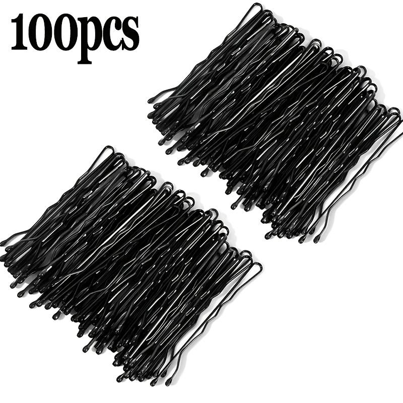 100 шт. Черные маленькие зажимы для волос Стальные шпильки с невидимой фиксацией, 5 см, Одноразовые, Идеально подходят для свадебного и повседневного использования, Свадебные аксессуары для волос