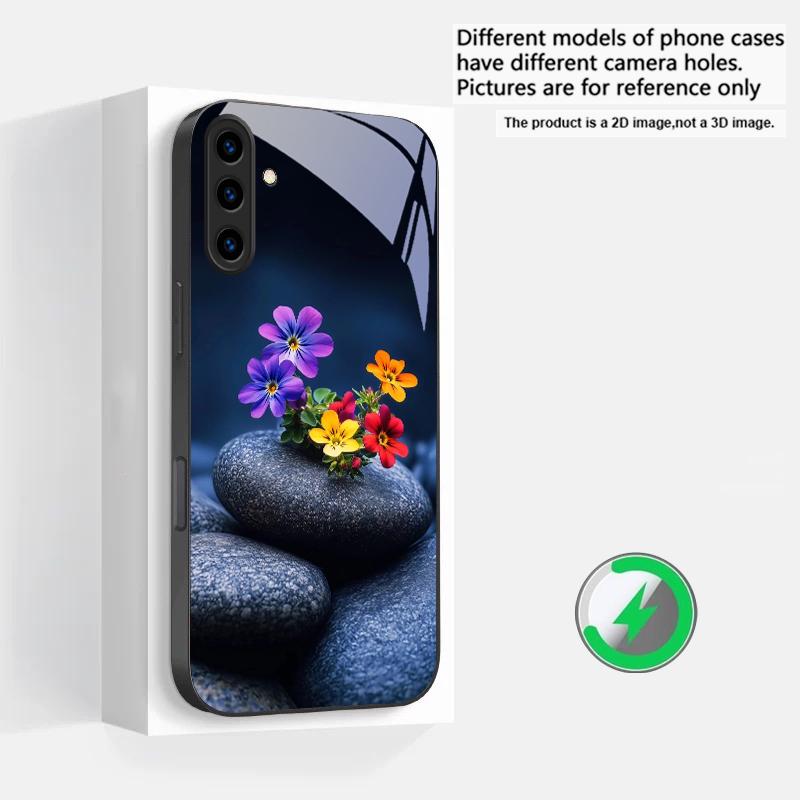 Цветы из мелкой гальки Подходит для Samsung Galaxy S25 Ultra S20 FE S21 S22+ S23 Plus S24 S26 Edge Магнитный Стеклянный Чехол для Телефона