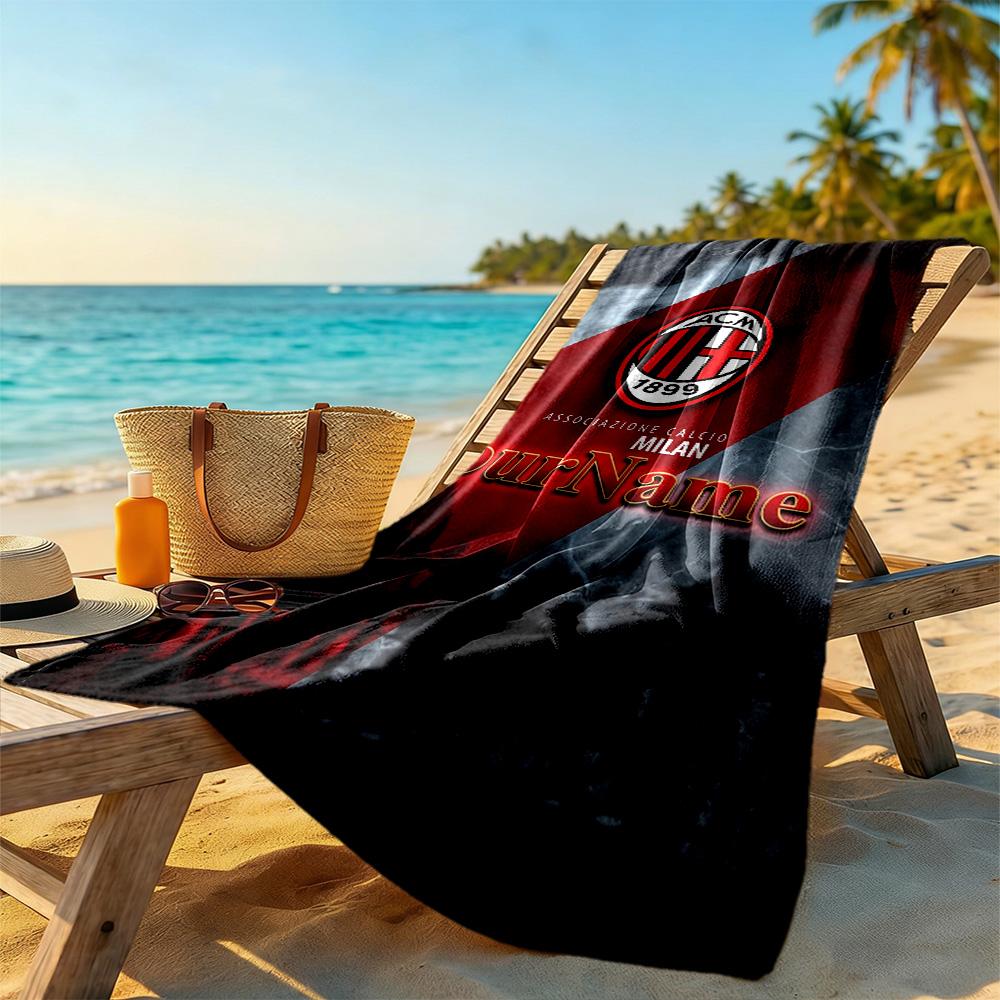 Ac Milan Personalized Text Beach Towel High Absorbency & Quick-Dry Portable for SwimmingBeachCamping Travel Beach AccessoriesGym