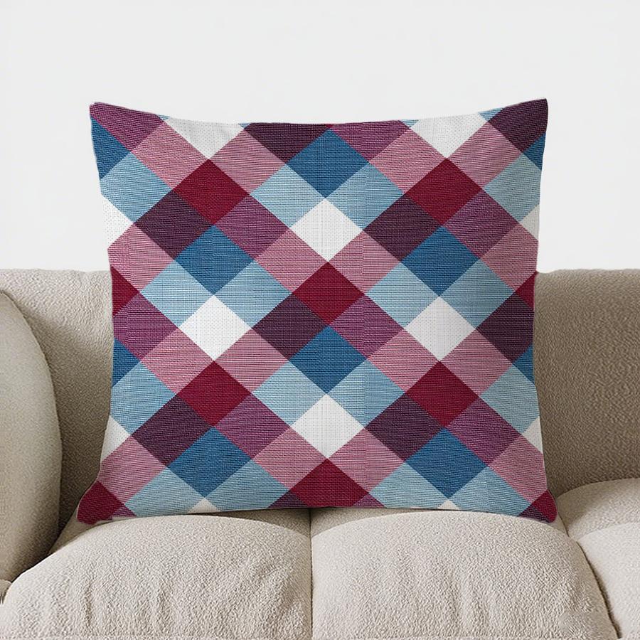 Christmas-Themed Patchwork Pattern Throw Pillow Cover With Short Plush Print For Living Room Sofa Decoration Cushion Cover