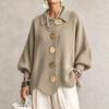 Women Turn Down Collar Long Sleeve Thick Knit Sweater Casual Loose Outerwear Top For Ladies