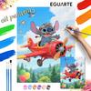 Цифровой набор для рисования маслом Stitch Летающий самолет Ручная раскраска Декор для дома