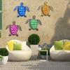 Ocean Series Metal Turtle Indoor Outdoor Living Room Colorful Hanging Sculpture Iron Art Wall Decor Home Garden Gift