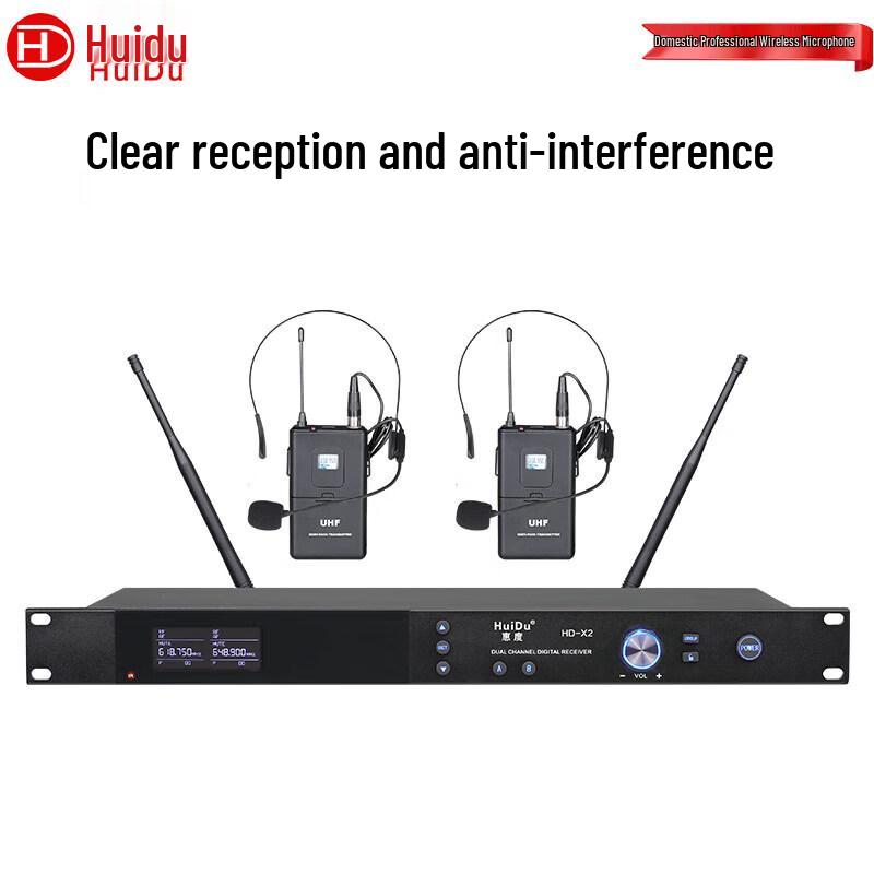 Huidu Professional Wireless One-to-Two Headset Microphone System (CN version)