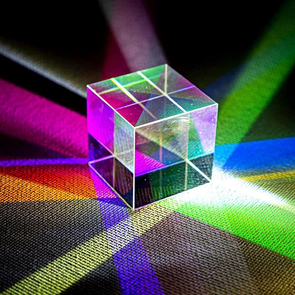 Funny Mixing Color Cube Sun Catcher Rainbow Crystal Cubes Optical Dispersion Prism Office