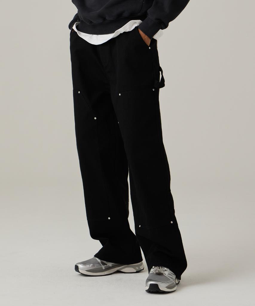 URBANAGE Cotton Carpenter Wide Pants Black