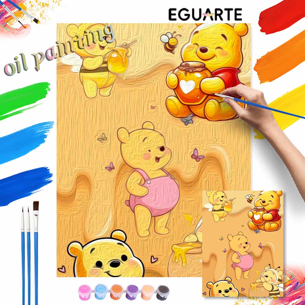 Disney Winnie the Pooh honey bees digital oil painting art handmade diy gift home decoration