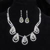 Bridal Rhinestone Jewelry Set Fashion Personality Water Drop Sparkle Pendant Necklace Earrings Two-piece Set