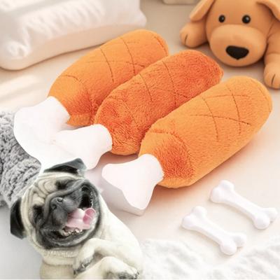 Игрушки для собак Плюшевые Звучащие Двойная Кость Барабанная Палочка для Питомцев Интерактивные Жевательные Игрушки для Маленьких и Средних Собак