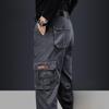 Men's Year-Round Multi-Pocket Outdoor Loose Straight Pants with Thick Velvet