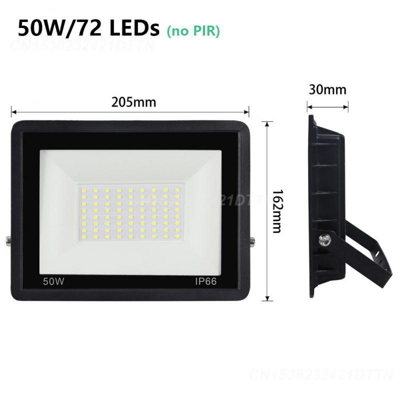 Floodlight 220v White Led Pir Motion Sensor 10w / 20w / 30w / 50w / 100w Durable For Outdoors Wall Hot Garden Spotlight 2024