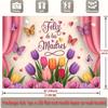 2D Pink Curtain & Tulip Feliz de las Madres Photo Booth Background