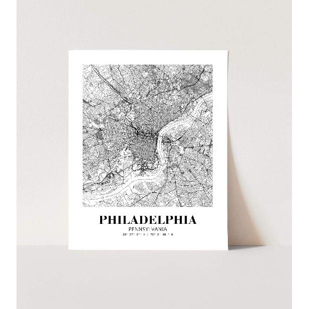 Eleville 8X10 Unframed Philadelphia Pennsylvania City View Abstract Road Modern Map Art Print Poster Wall Office Home Decor Minimalist Line Art
